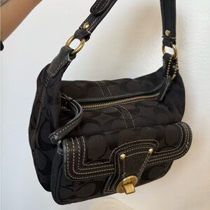 Coach legacy mini purse (black and gold)